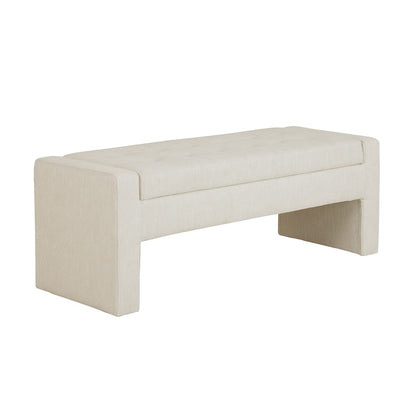 Cream Polyester Storage Bench - 50.5" x 18.5"