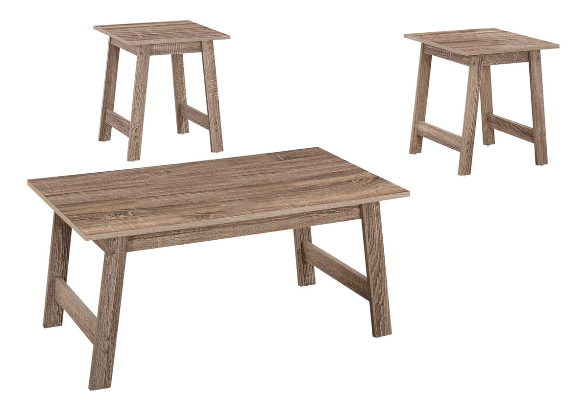 3 Piece Taupe Coffee Table Set - Living Room Accent Table