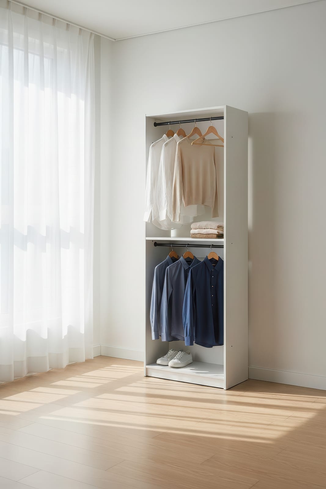 Prosper 32" White Wood Walk-in Closet with Two Rods - Modular Storage