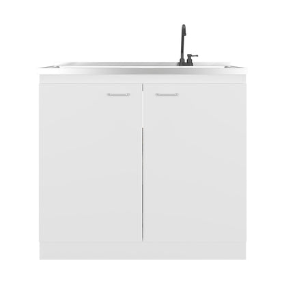 White Kitchen Storage Cabinet - 2 Doors, 3 Shelves