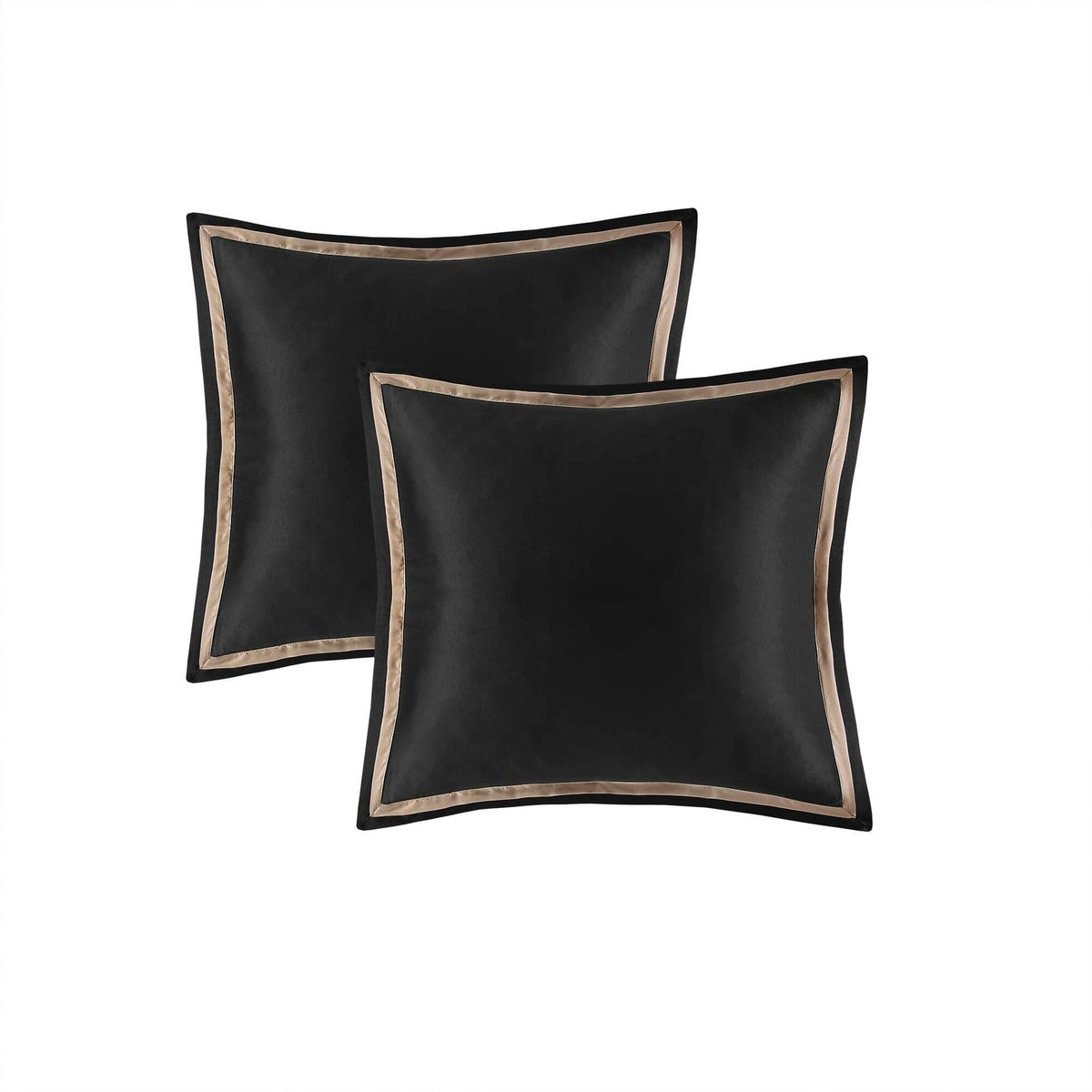 8 Piece Cal King Jacquard Comforter Set - Black Polyester