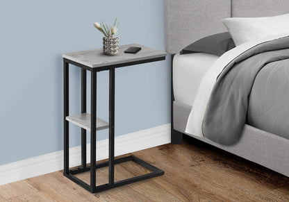 C-Shaped Accent Table - Grey & Black Metal