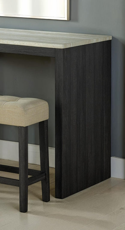 Two-Tone Dining Set for Dining Room Featuring Rubberwood and Fabric Seats