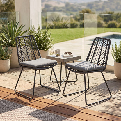 Gray PE Rattan Patio Chairs - 2-Piece Set with Cushions