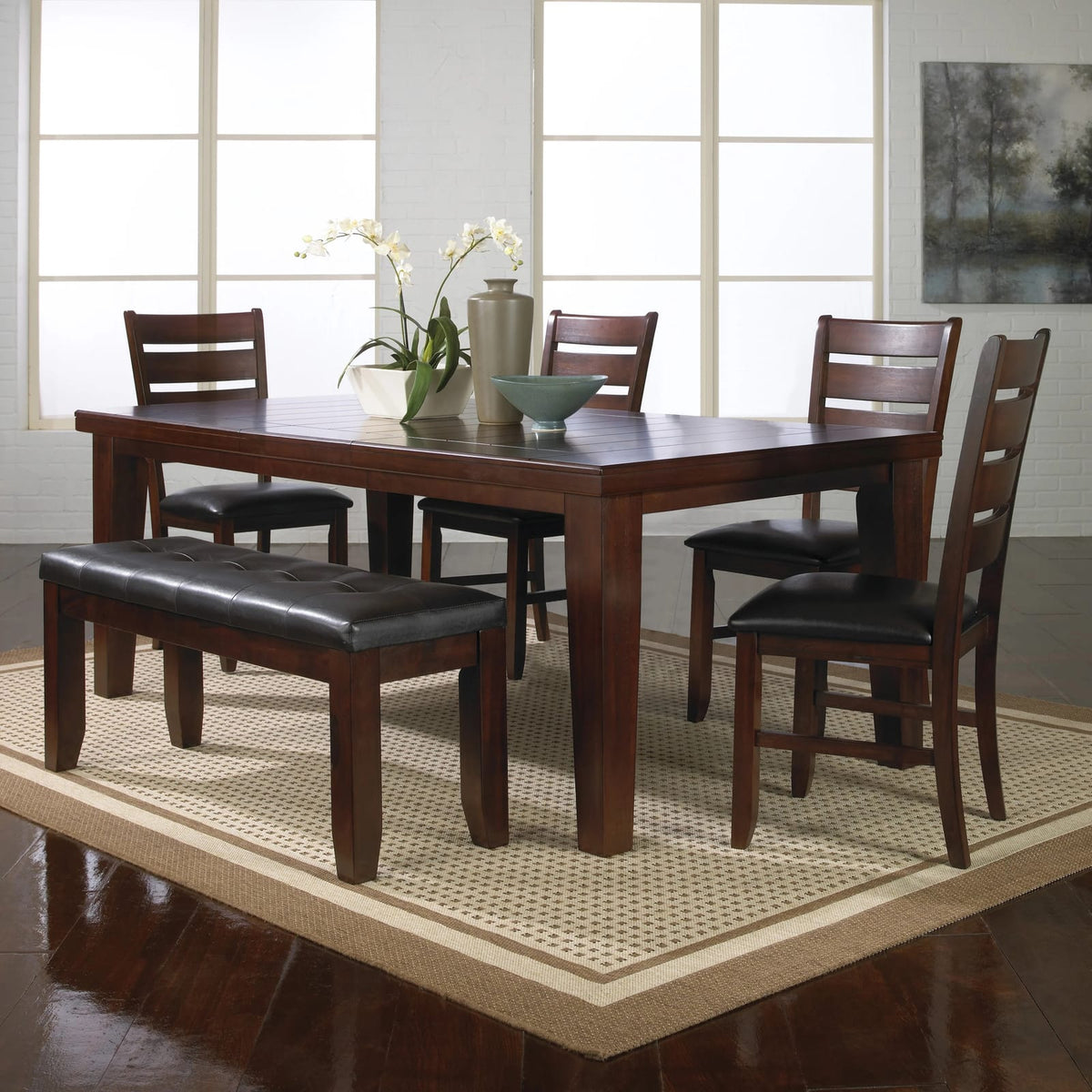 Contemporary Solid Wood Dining Table with 18" Leaf for Dining Room