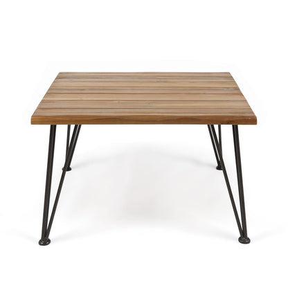 ZION Industrial Wood & Metal Coffee Table - Teak Finish