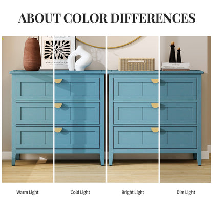 Blue MDF 3 Drawer Cabinet - Bedroom Storage