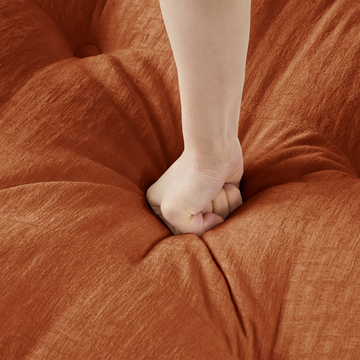 Orange Chenille Modular Sofa - 3 Seat Ottoman for Living Room