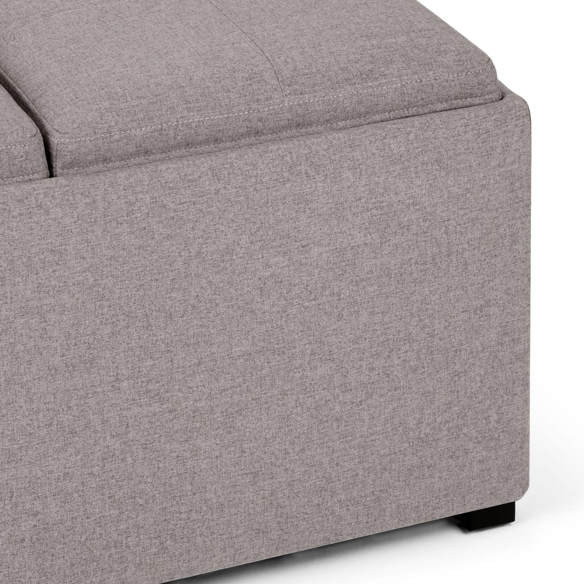 35" Gray Fabric Storage Ottoman with Tray Tops