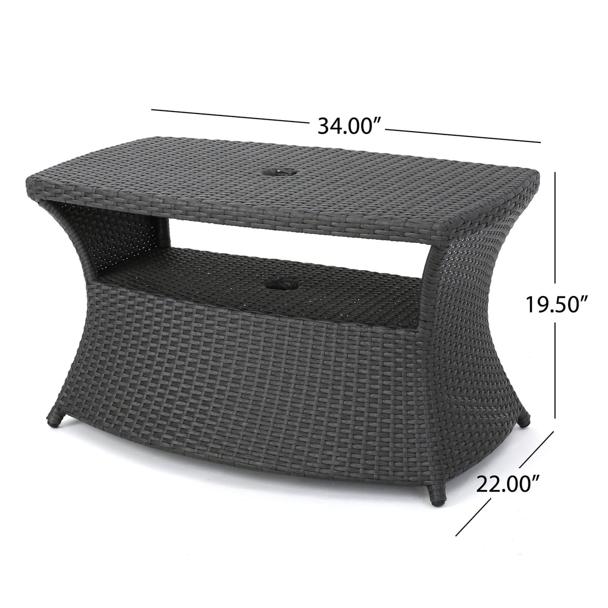 Grey Rattan Side Table for Garden Patio Seating