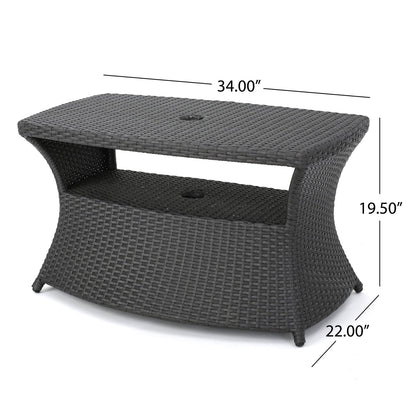 Grey Rattan Side Table for Garden Patio Seating