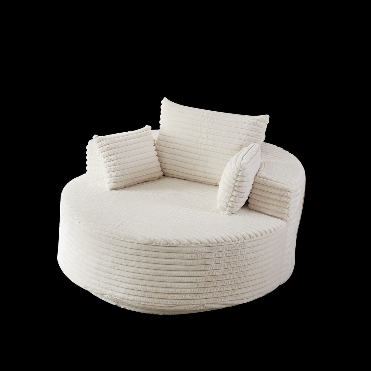 55"L Corduroy Foam Single Swivel Chair - Beige