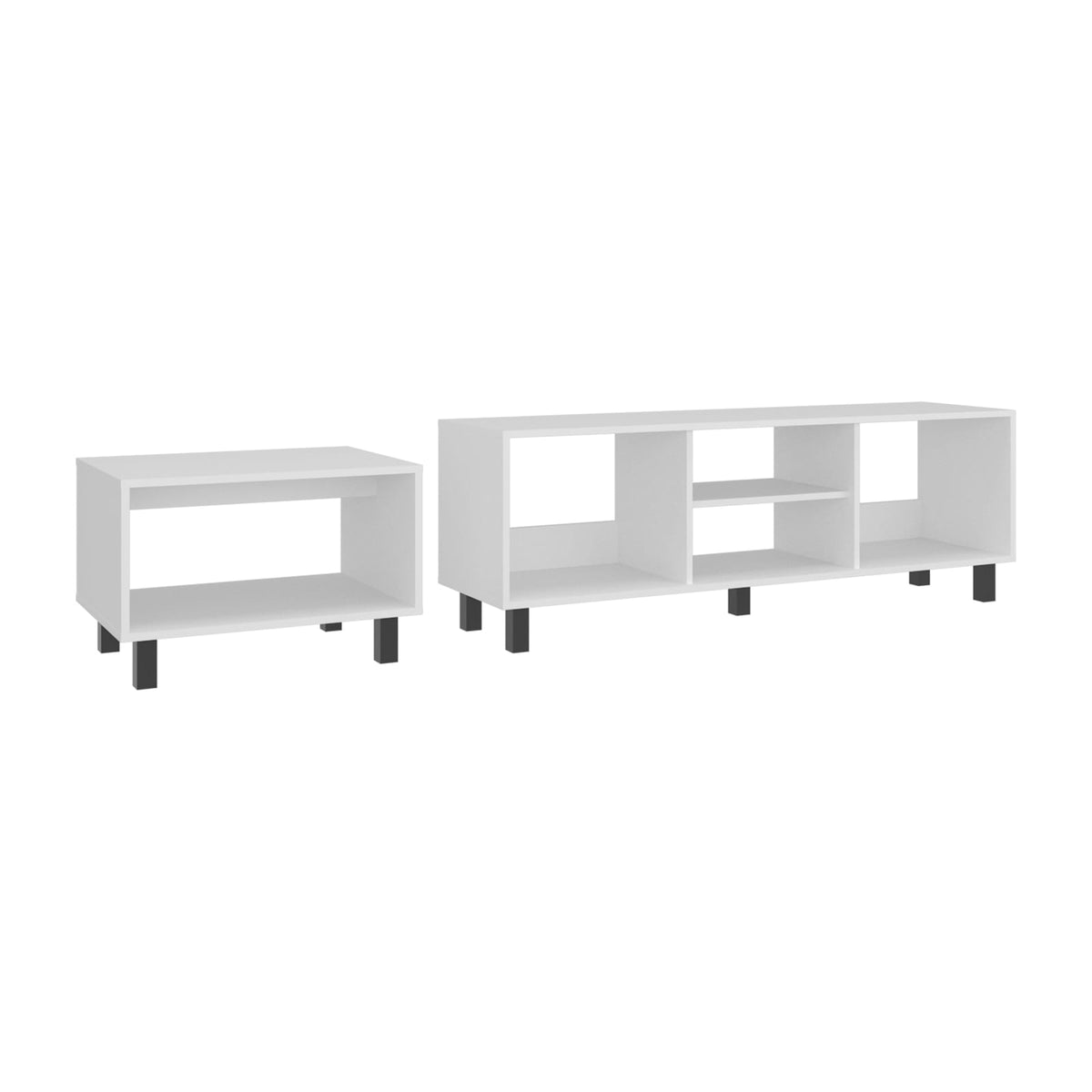 White Engineered Wood Coffee Table Set - 2 Piece TV Stand