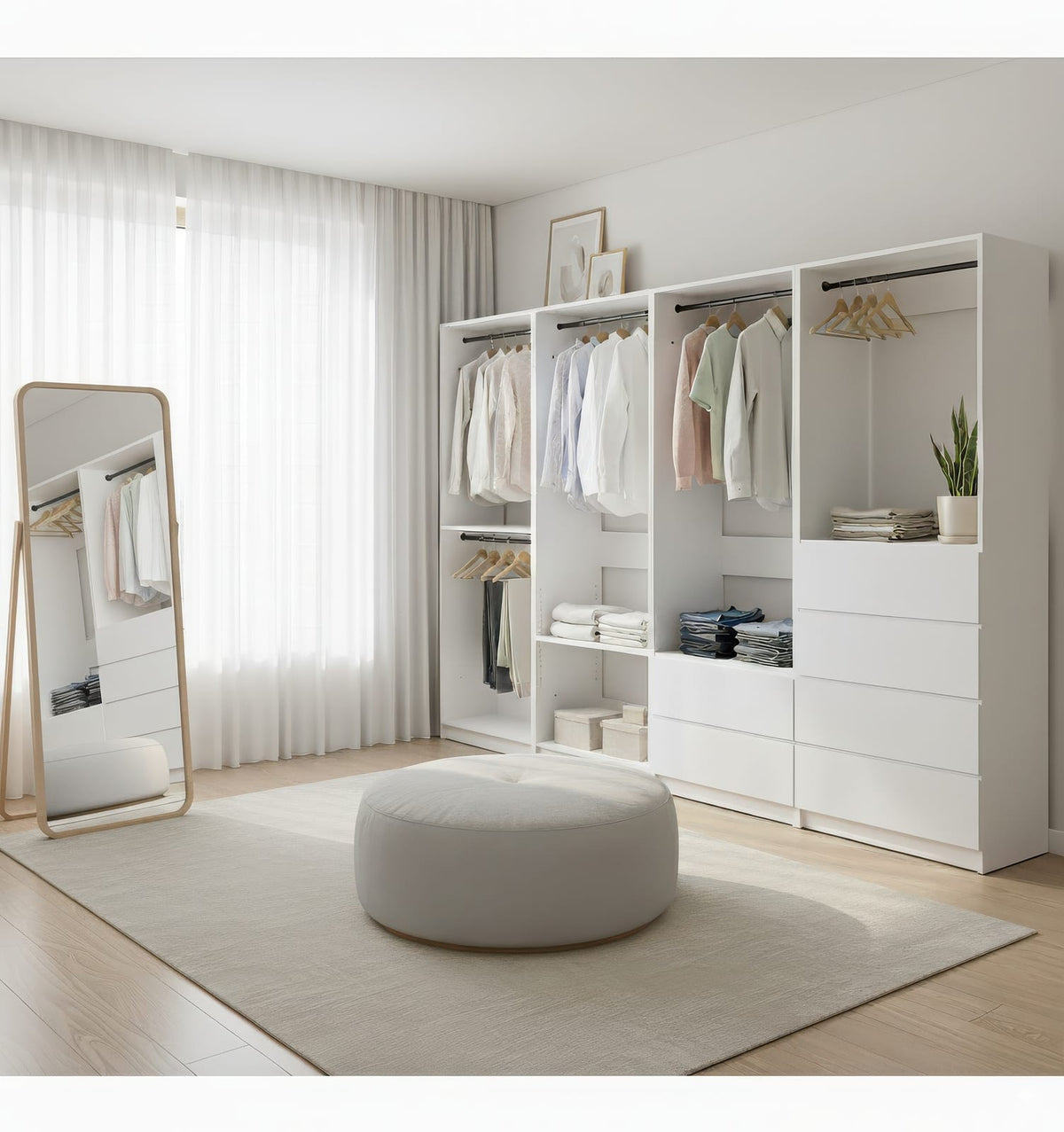White Wood Walk-In Closet System - 15.7" W