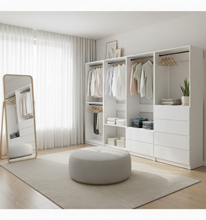 White Wood Walk-In Closet System - 15.7" W