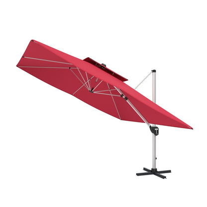 11 Foot Red Patio Umbrella - Outdoor Shade Canopy