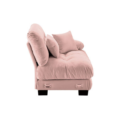 Pink Chenille Sofa with Solid Wood Frame for Living Room Comfort