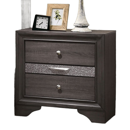Contemporary Gray 1pc Nightstand with Drawers for Bedroom