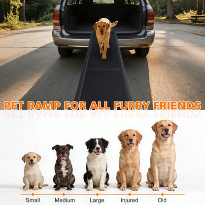 71 Inch Foldable Dog Ramp - Black Polypropylene Pet Ramp for SUVs & Trucks