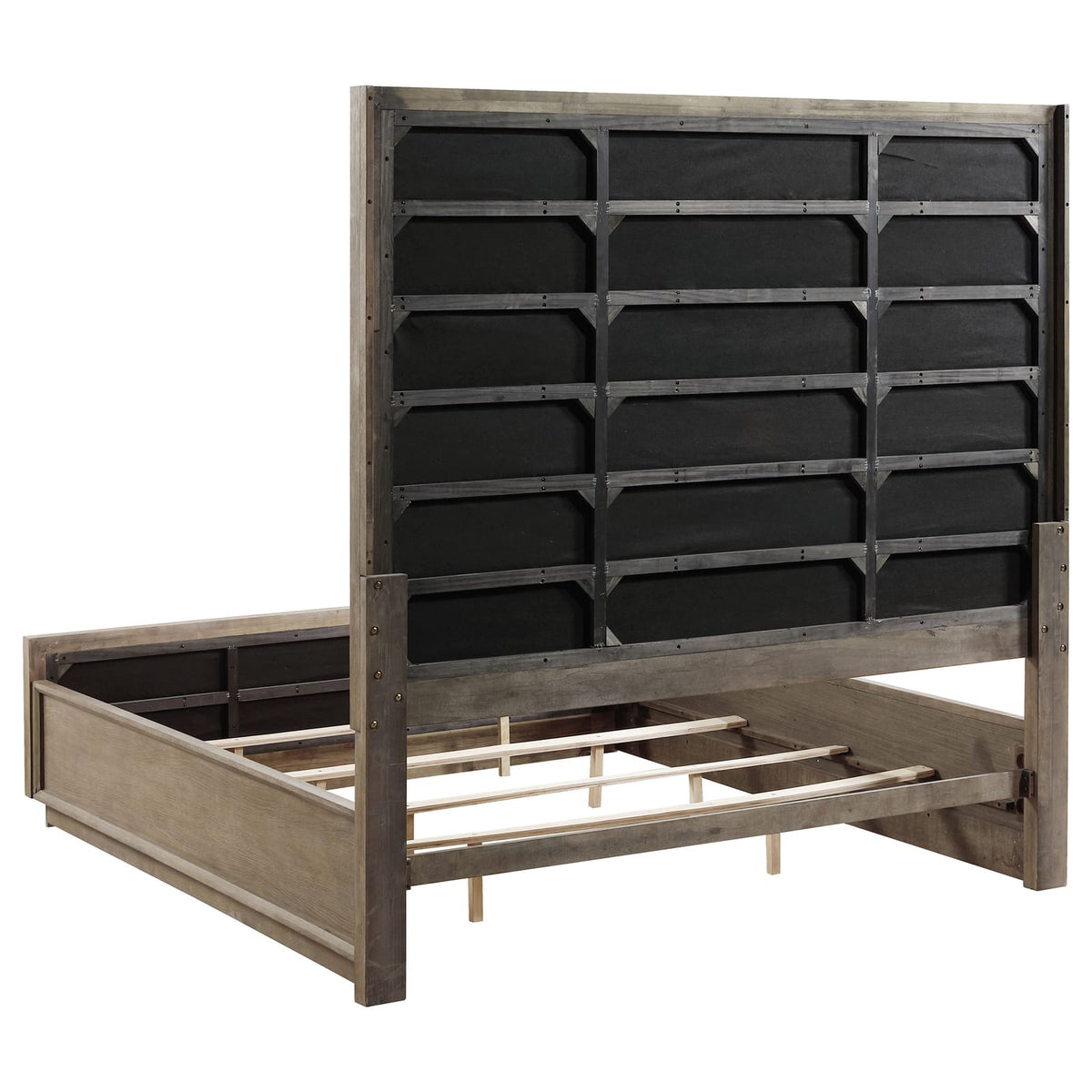 King Size Taupe Wood Bed Frame Bedroom