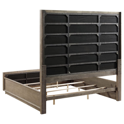 King Size Taupe Wood Bed Frame Bedroom