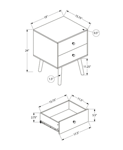 White Laminate Accent Table - Storage Drawer End Table