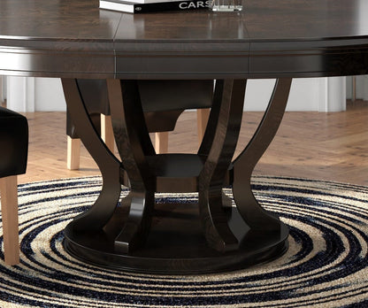 Espresso Wood Dining Table with Extension Leaf for Family Dining Room