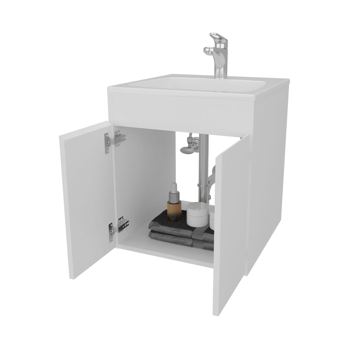 White Bathroom Vanity with Two Doors - Storage Cabinet