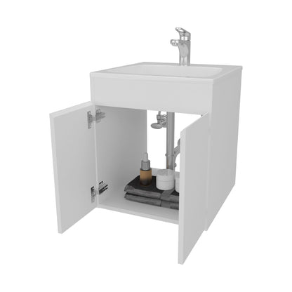 White Bathroom Vanity with Two Doors - Storage Cabinet