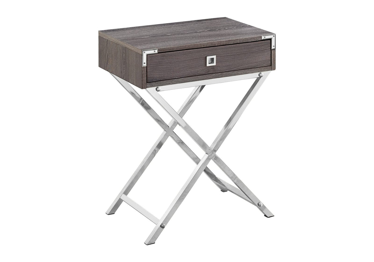 Taupe MDF End Table with Storage Drawer for Bedroom Nightstand for Living Room