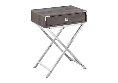 Taupe MDF End Table with Storage Drawer for Bedroom Nightstand for Living Room