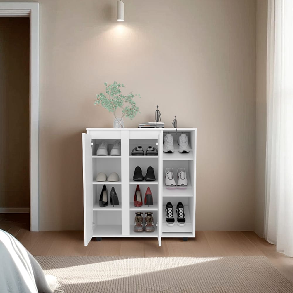 Dover Shoe Rack, White - Living Room Storage Cabinet