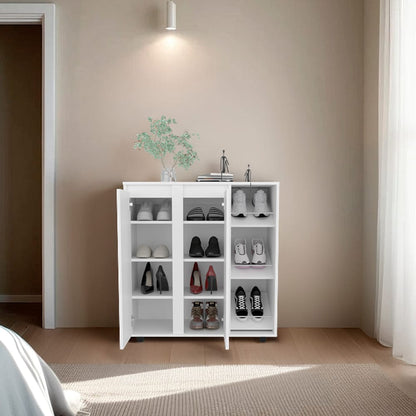 Dover Shoe Rack, White - Living Room Storage Cabinet