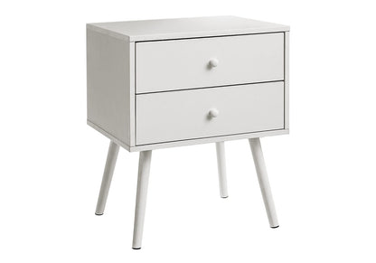 White Laminate Accent Table - Storage Drawer End Table