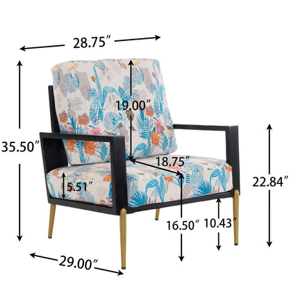 Antique Blue Velvet Accent Chair - Reading Chair for Living Room Bedroom
