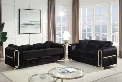 Black Polyester Upholstered Sofa - 88" Modern Sofa