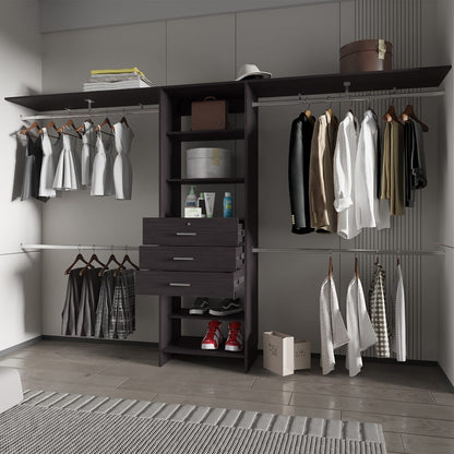 Black & Dark Walnut Dresser - 15.7" W x 118.1" D x 73.6" H for Bedroom