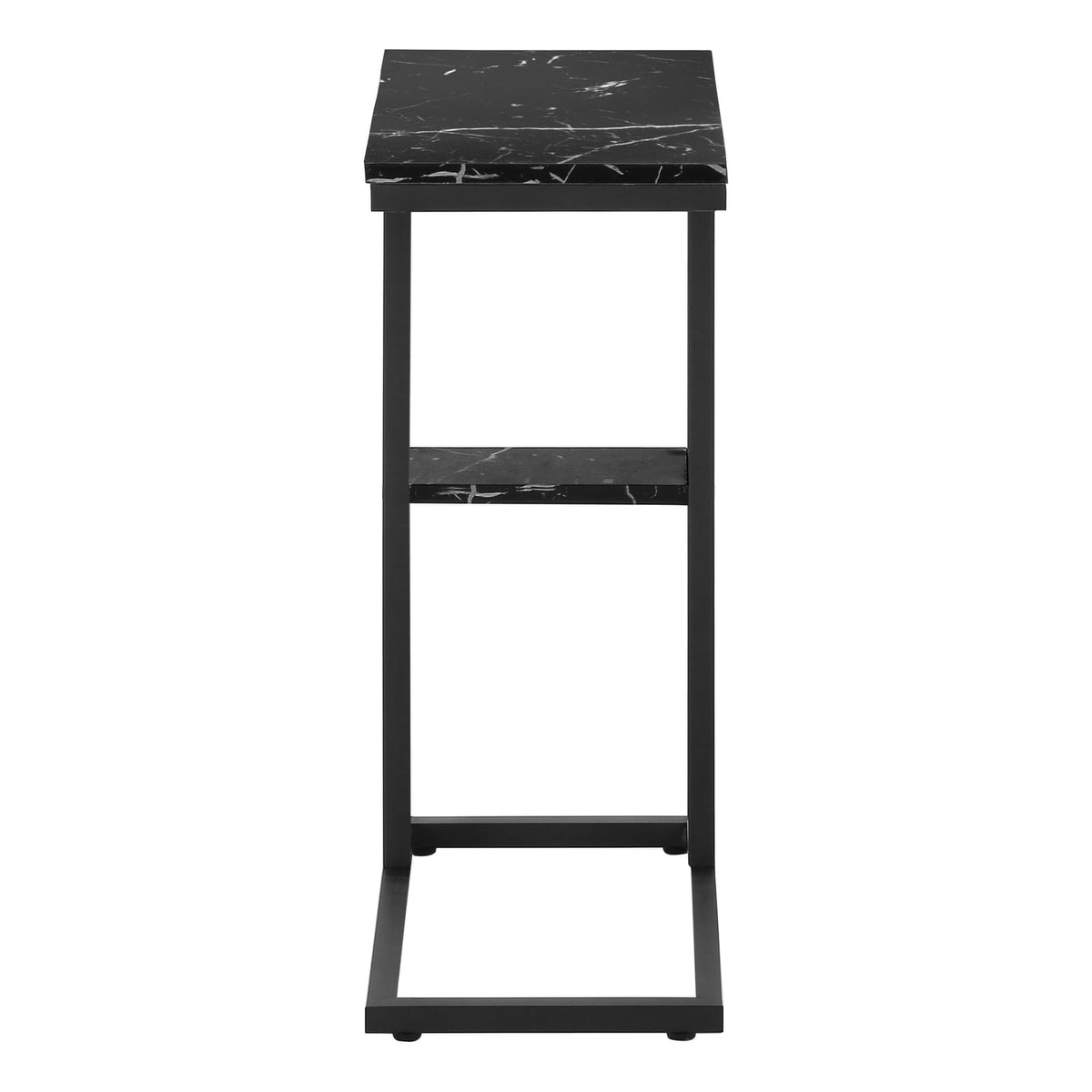 C-Shaped Accent Table - Black Marble Look for Living Room
