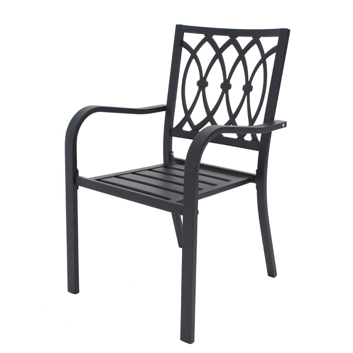 Black Metal Poolside Chairs for Garden Patio Seating with 350LB Capacity