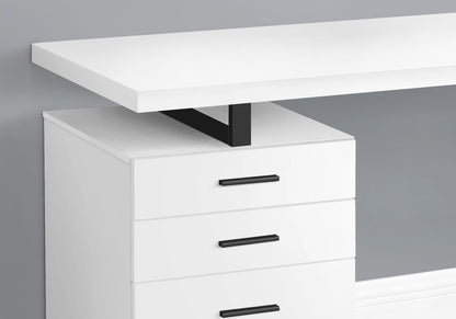 48" White Computer Desk with Storage Drawers
