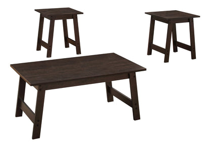 3 Piece Espresso Table Set - Coffee & End Tables