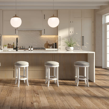 White Counter Height Barstool - Comfortable Swivel Seat