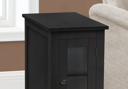 Black MDF Nightstand Accent Table - Narrow Storage Table