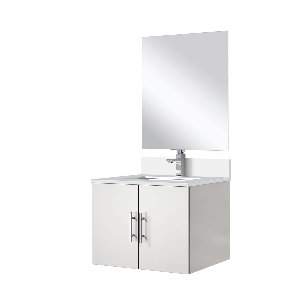 Glossy White Bathroom Vanity Cabinet for Modern Renovation 24 inch