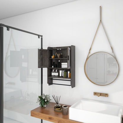 Grey MDF Bathroom Wall Cabinet with Adjustable Shelves