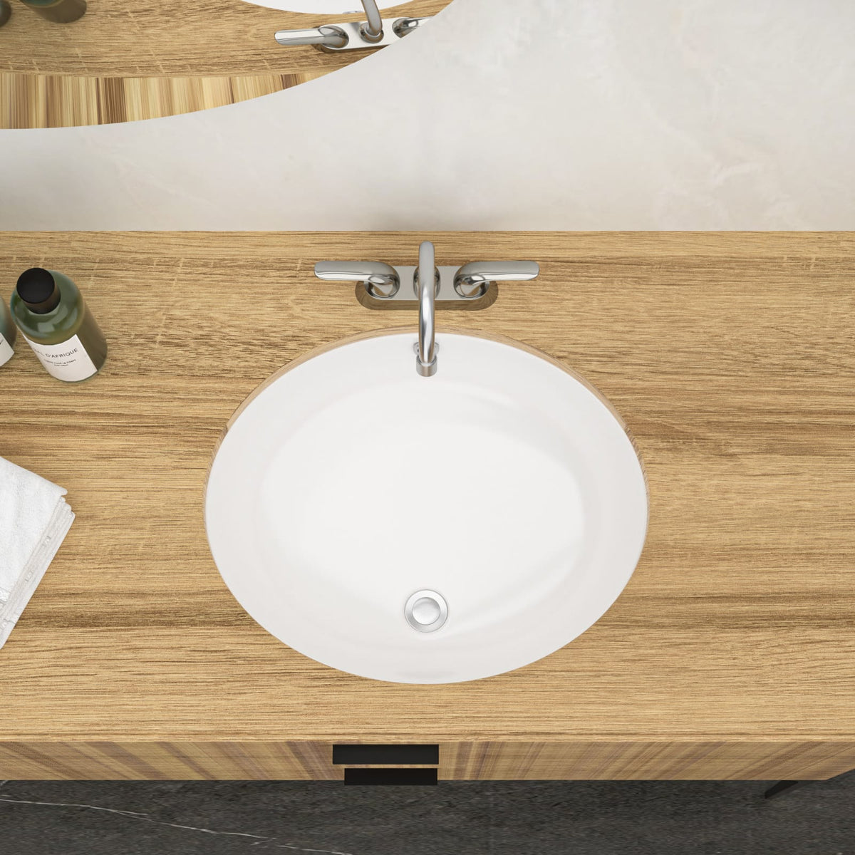 White Ceramic Oval Bathroom Sink - 18x15 Inch