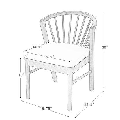 Light White Acacia Wood Patio Dining Chairs Set of 2
