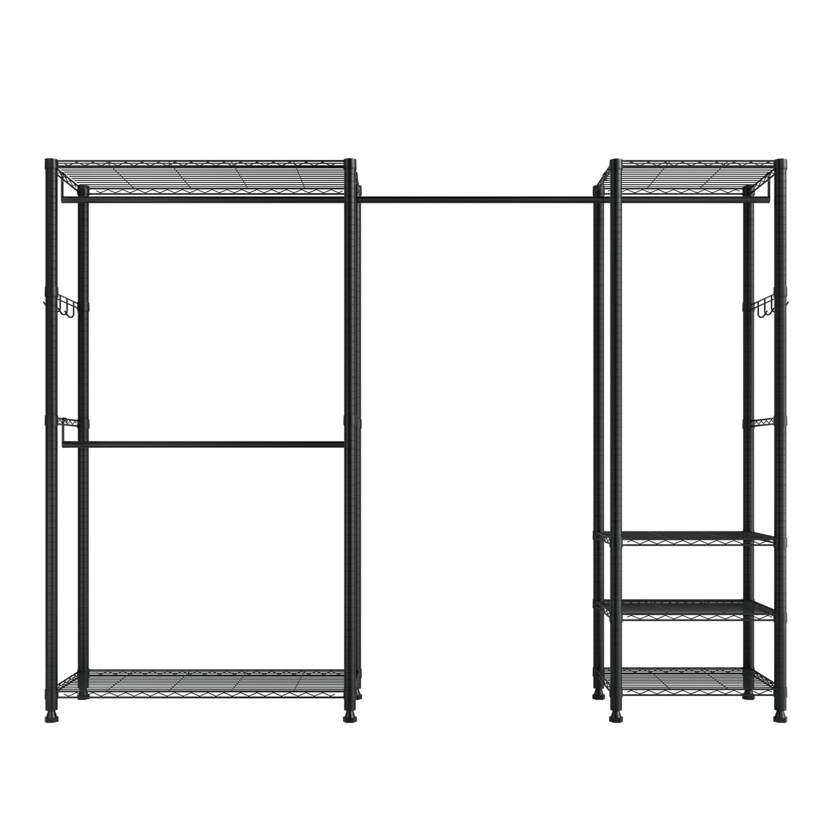 Heavy Duty Clothes Rack - Black Carbon Steel Garment Racks with Adjustable Shelves