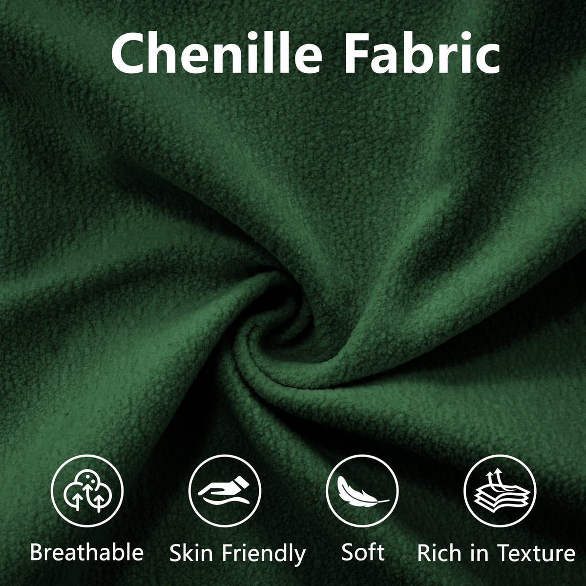 Green Chenille Ottoman - 36" Storage Footstool