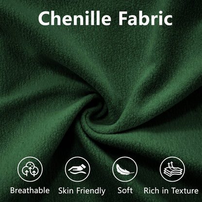Green Chenille Ottoman - 36" Storage Footstool
